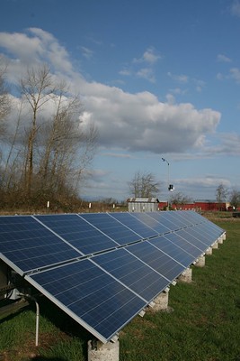 Solar array on a sunny day - Missdee's French Alpine Dairy GoatsS